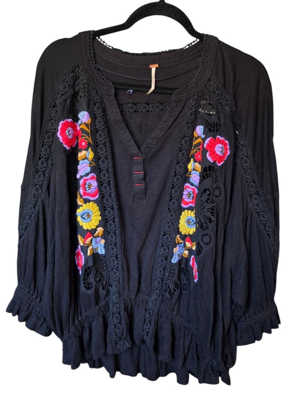Free People Serafina Embroidered Top — Size M
